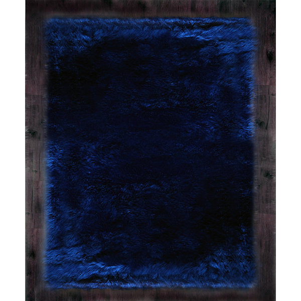 Kroma Carpets Faux Fur Blue Area Rug & Reviews Wayfair